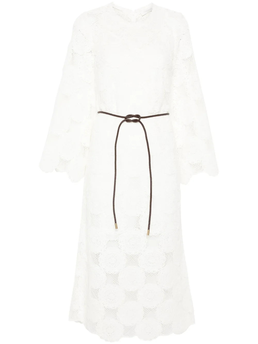 Belted Crochet Midi Dress