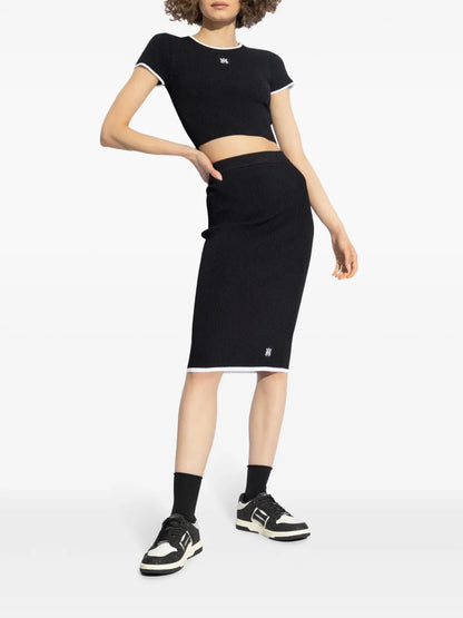 Ma Logo-Embroidered Midi Skirt