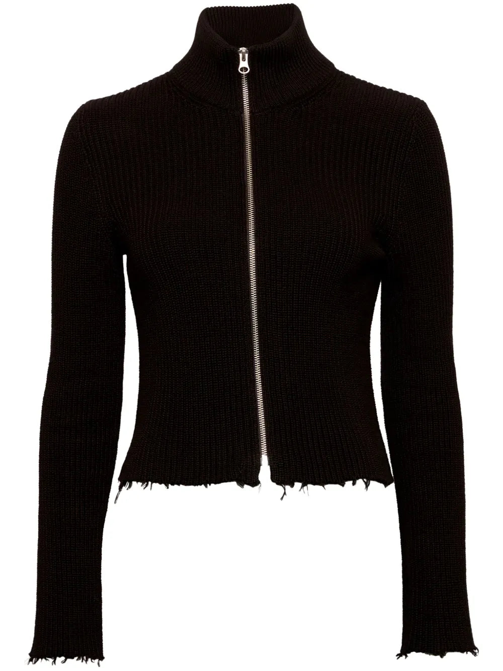 Ribbed Cotton Zip-Up Cardigan