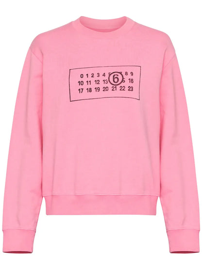 Numbers-Motif Cotton Sweatshirt