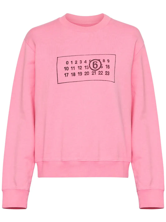 Numbers-Motif Cotton Sweatshirt