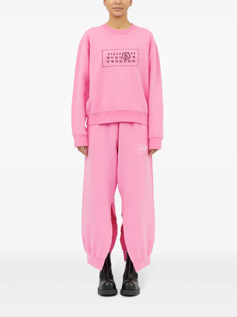 Numbers-Motif Cotton Sweatshirt