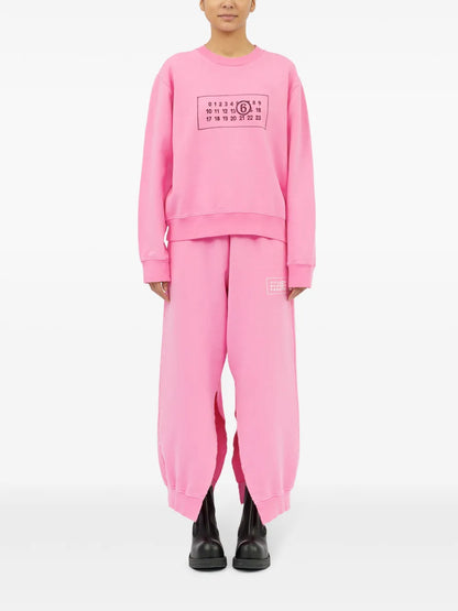 Numbers-Motif Cotton Sweatshirt