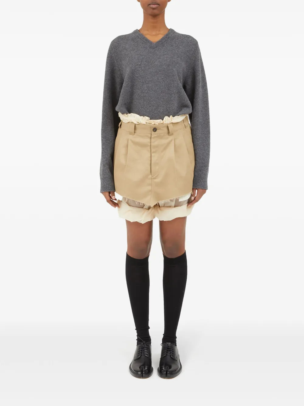 Frayed-Hem Layered Shorts