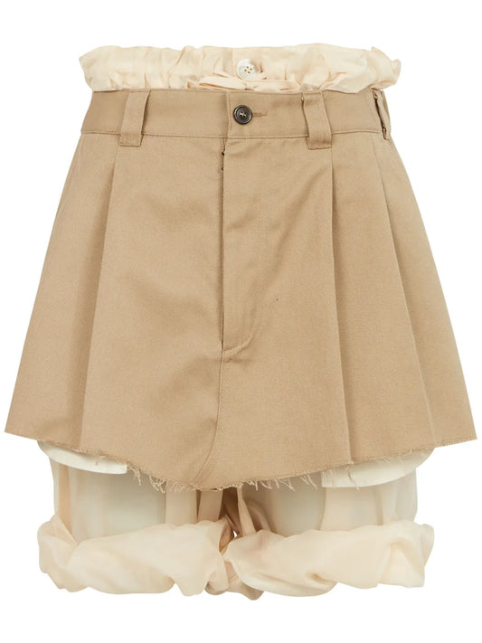 Frayed-Hem Layered Shorts