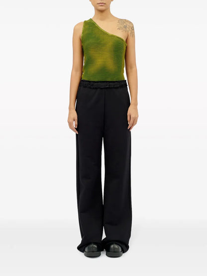 Ruffled-Waist Flared Trousers