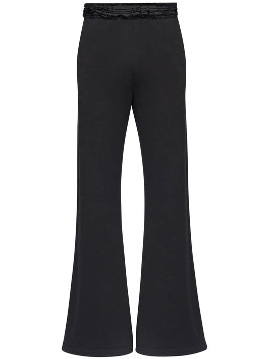 Ruffled-Waist Flared Trousers
