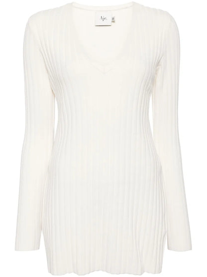 Logo-Tape Ribbed-Knit Jumper