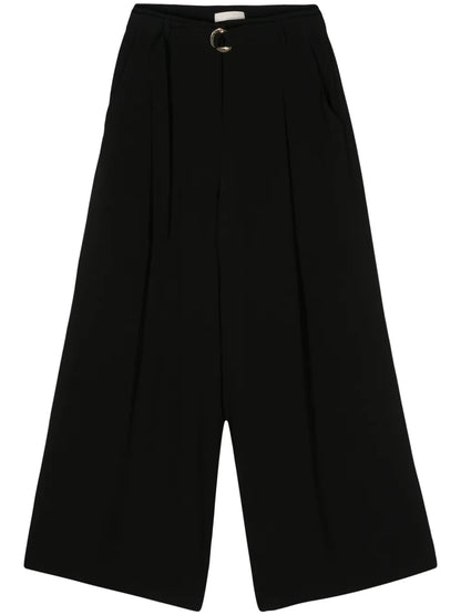 Belted Crepe Palazzo Pants
