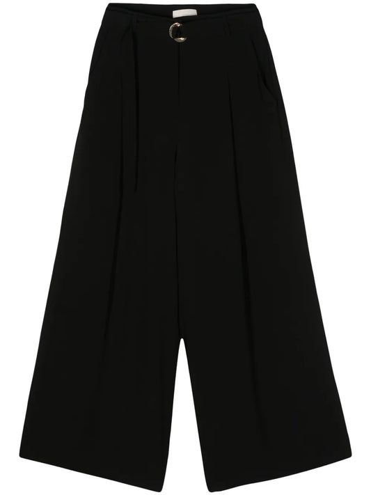 Belted Crepe Palazzo Pants