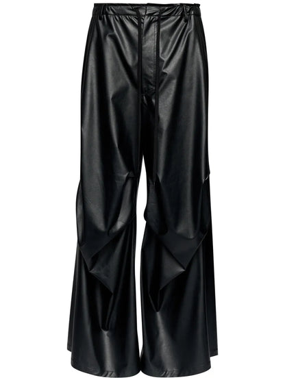 Wide-Leg Crinkled Trousers
