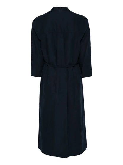 Band-Collar Midi Dress