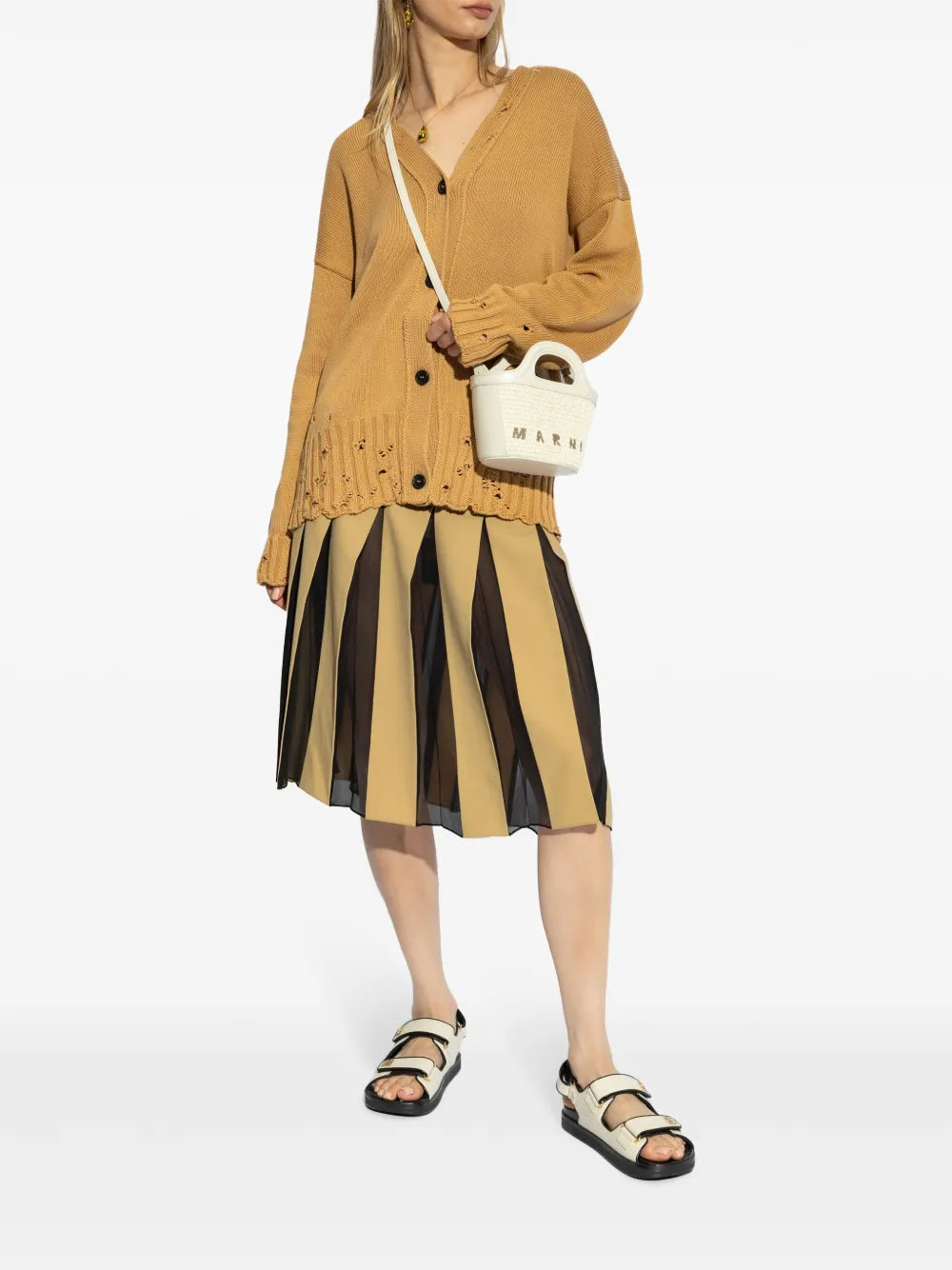 Pleated Colour Contrast Skirt