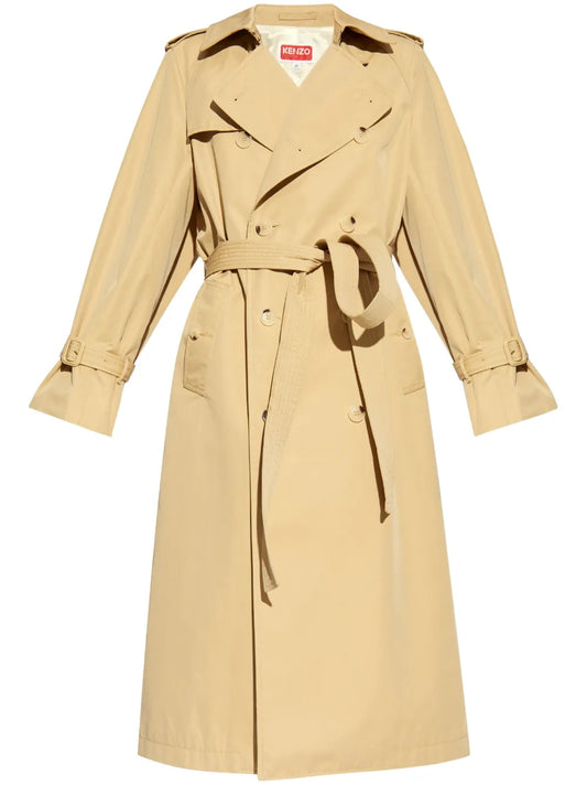 Cut-Out Double-Breasted Trench Coat