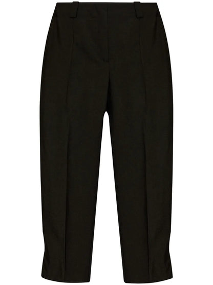 Logo-Appliqué Wool Cropped Trousers