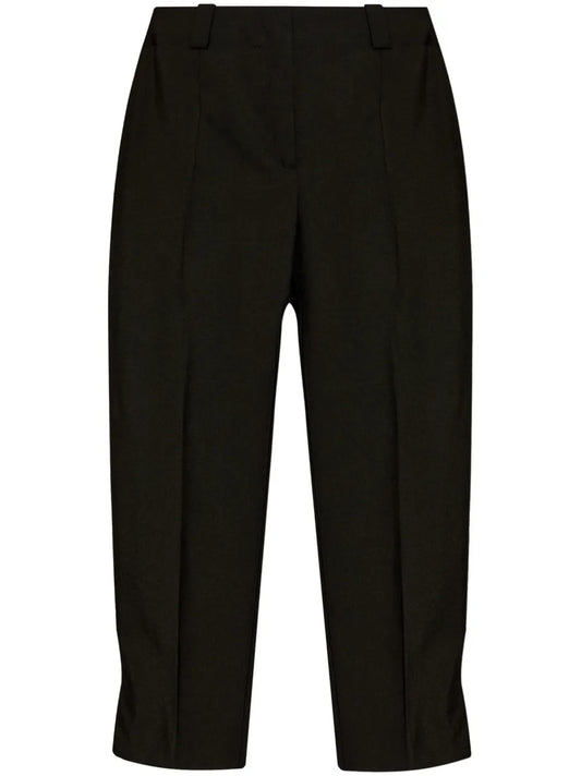 Logo-Appliqué Wool Cropped Trousers
