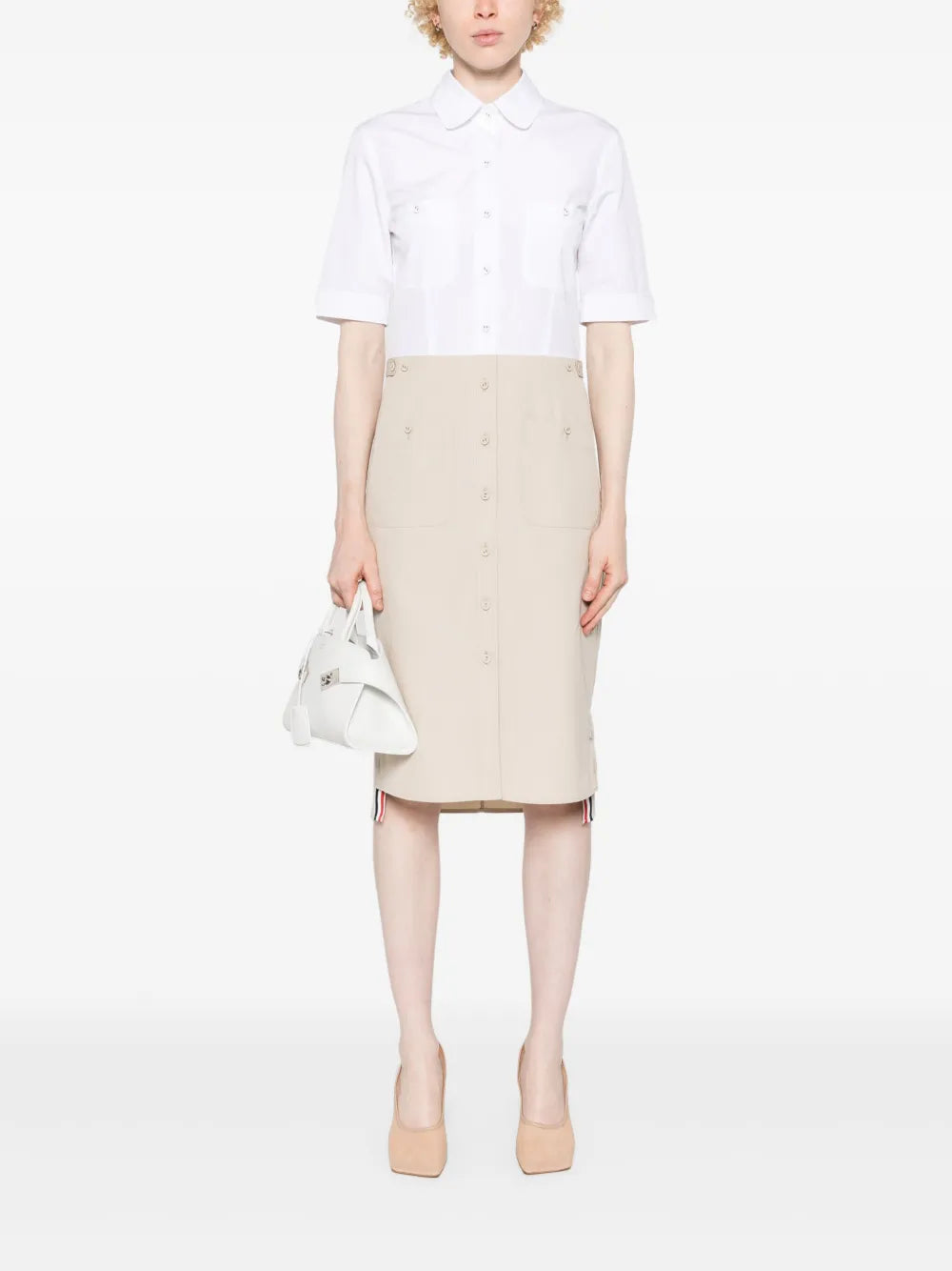 Colour-Block Button-Up Shirtdress