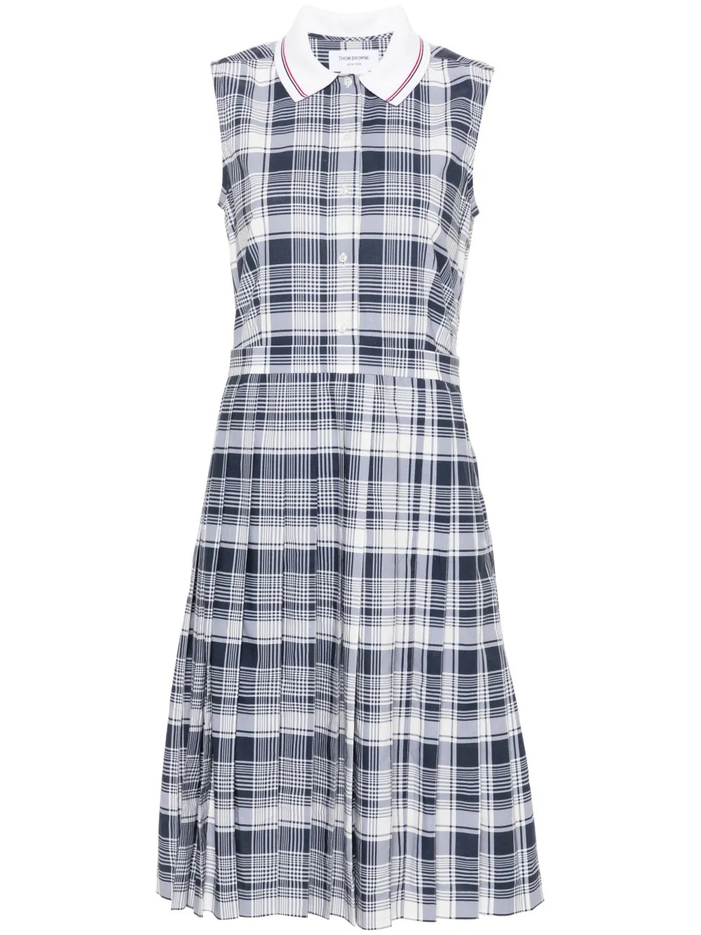 Plaid-Check Pleated Shirtdress