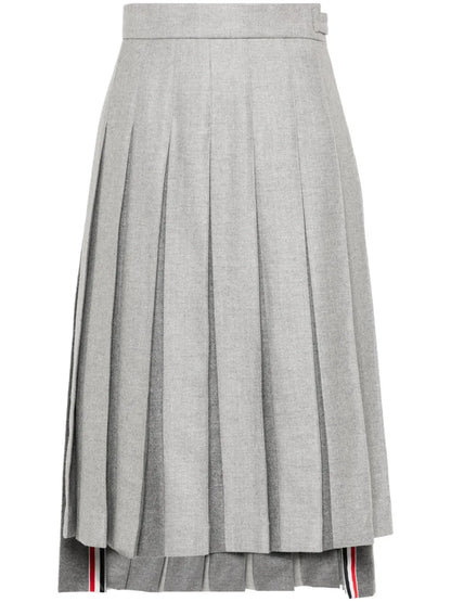 Pleated Wool Midi Skirt