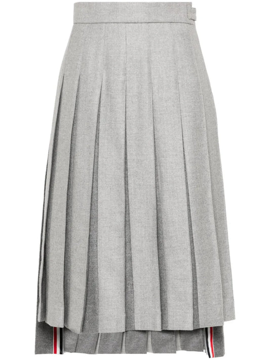 Pleated Wool Midi Skirt
