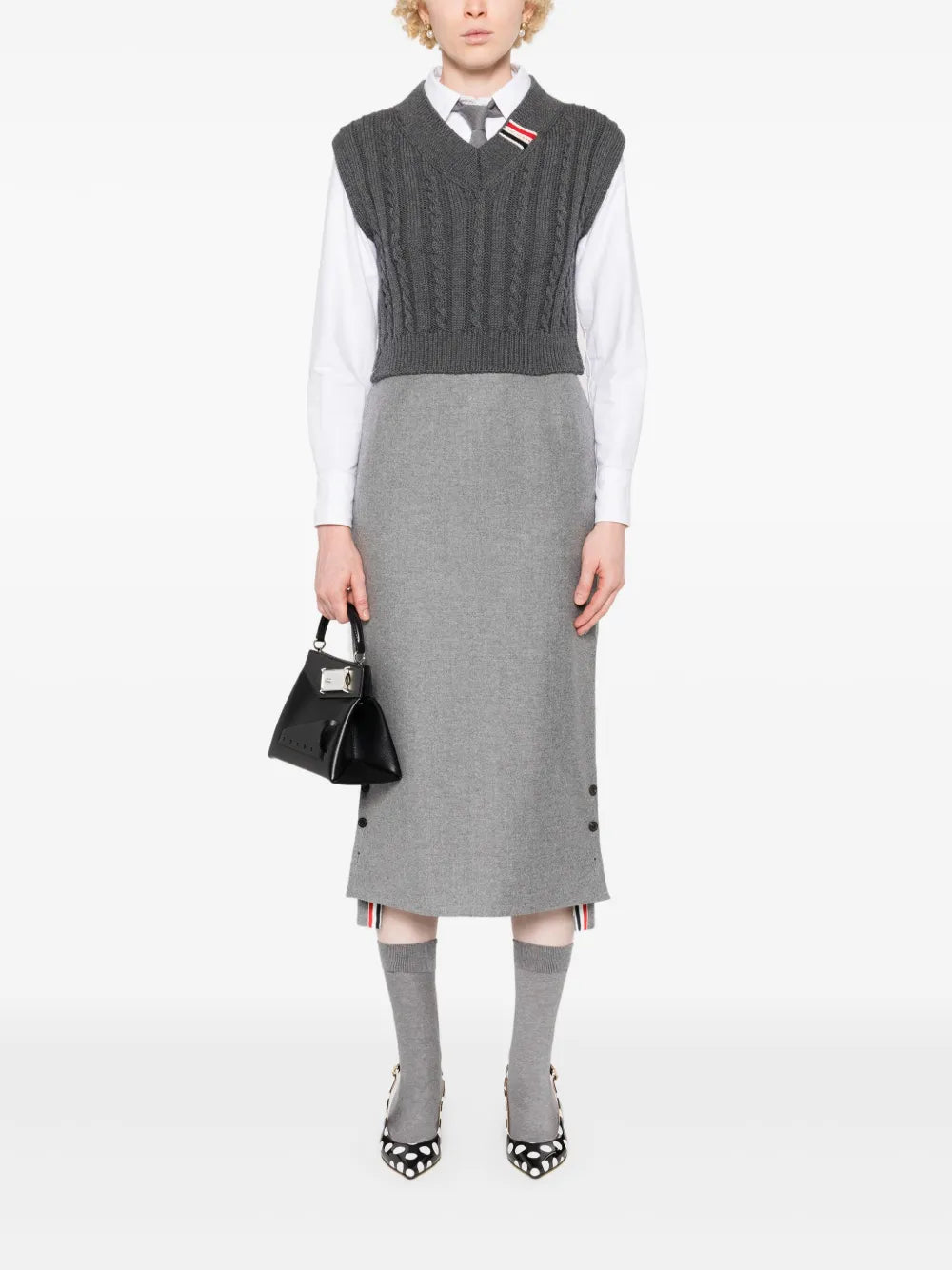 Rwb-Stripe Wool Midi Skirt