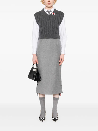 Rwb-Stripe Wool Midi Skirt