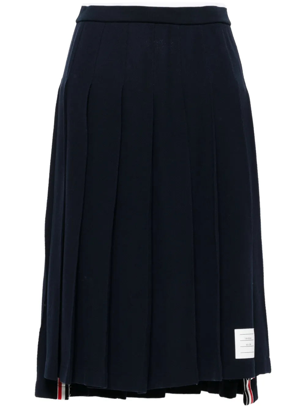 Pleated Chevron-Knit Midi Skirt