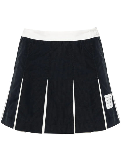 Pleated Ripstop Miniskirt