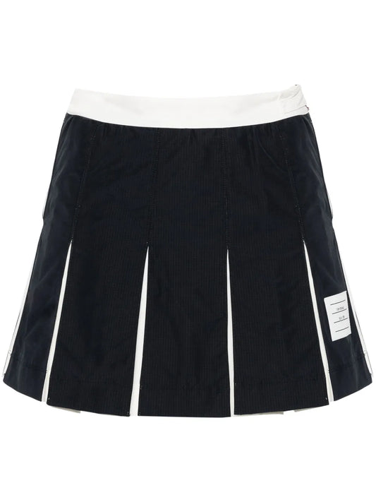 Pleated Ripstop Miniskirt