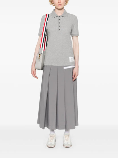 Striped Logo-Patch Polo Shirt