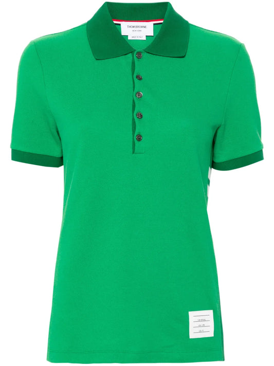 Striped Logo-Patch Polo Shirt