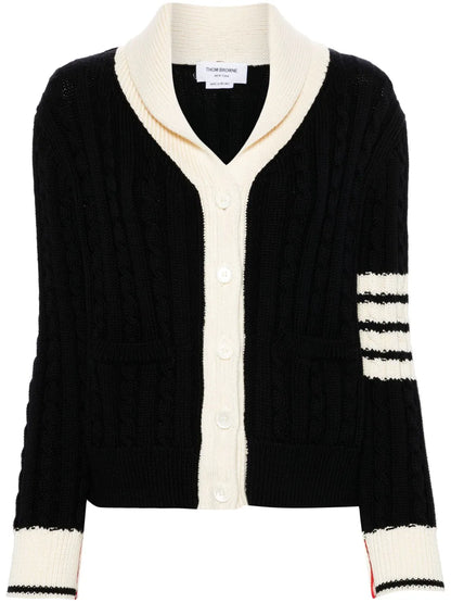 4-Bar Cable-Knit Cardigan