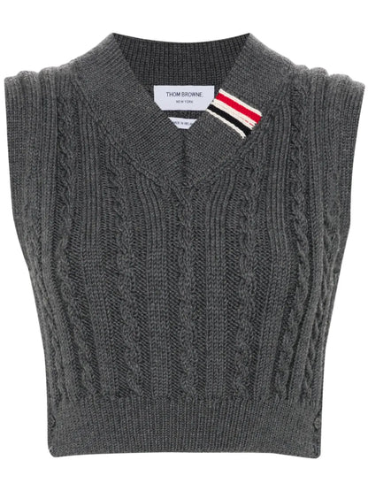 Rwb-Stripe Cable-Knit Vest