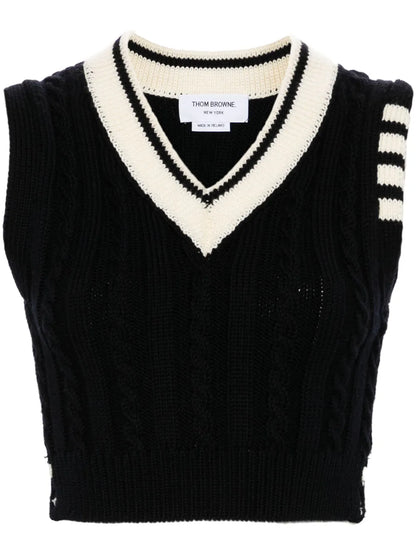 4-Bar Cable-Knit Vest