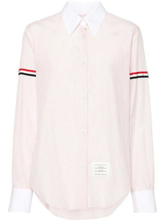 Contrast-Border Striped Shirt