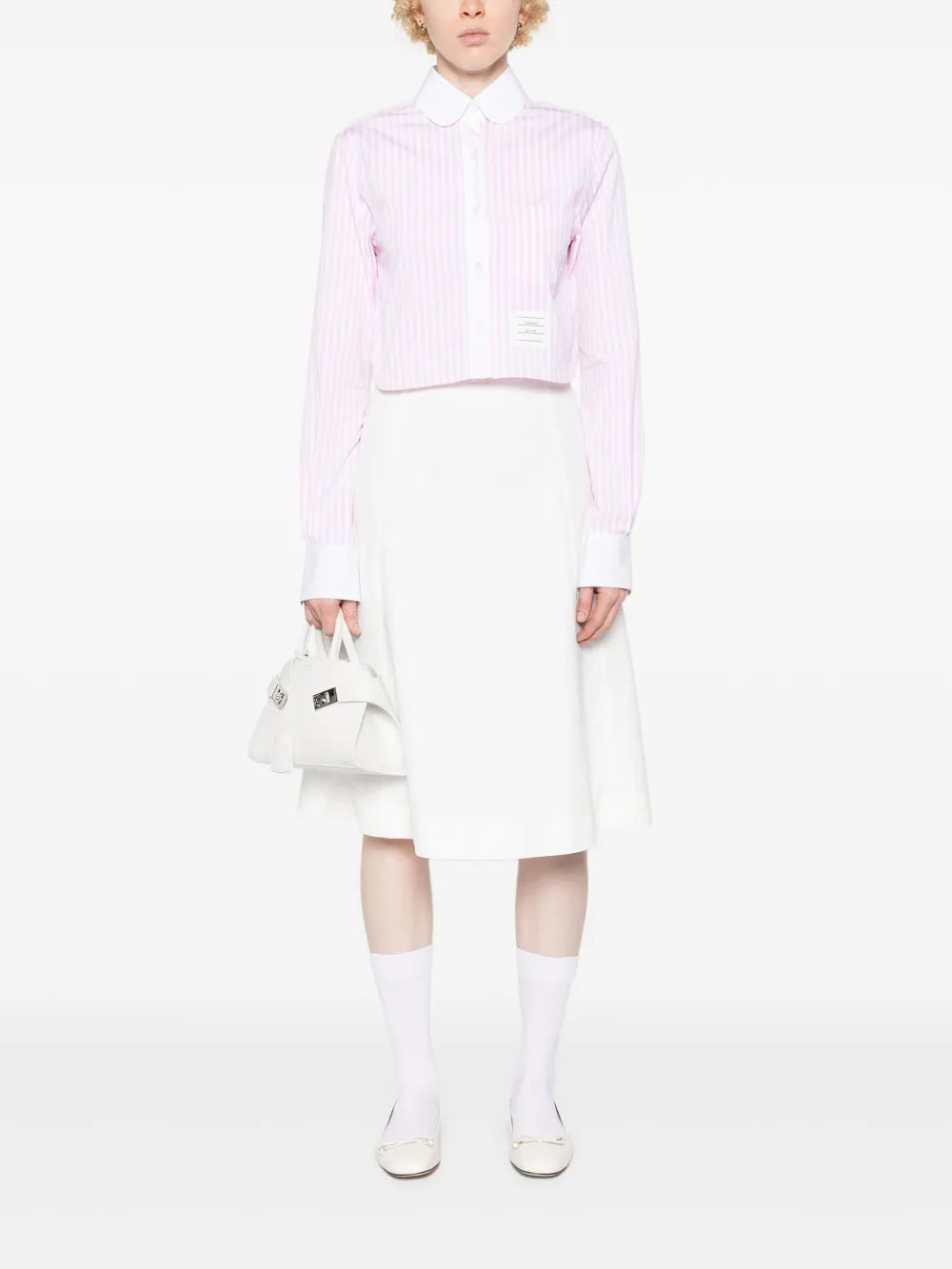 Striped Cotton Cropped Shirt