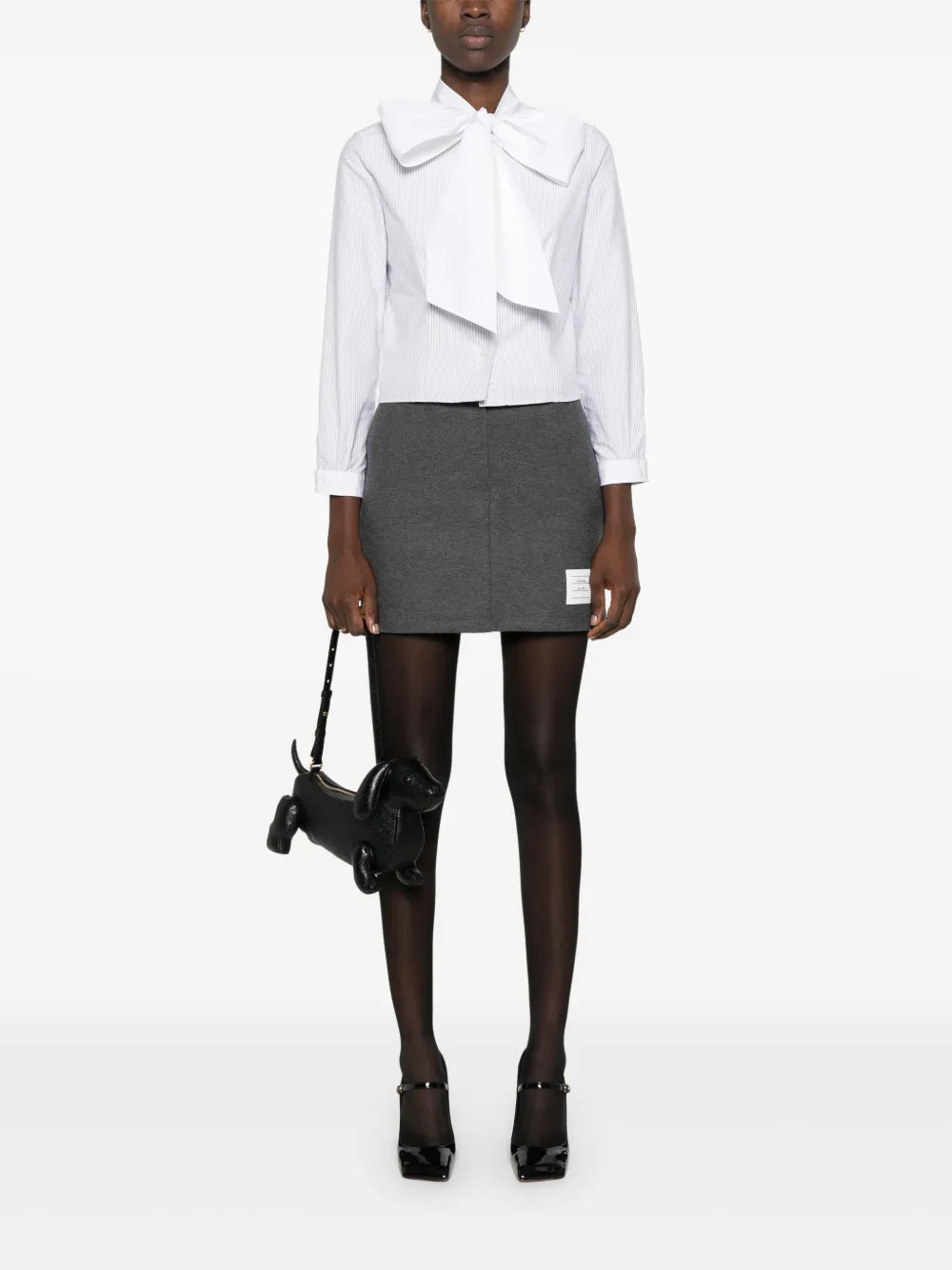 Pussy-Bow Collar Cotton Blouse