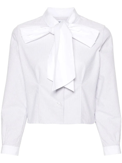 Pussy-Bow Collar Cotton Blouse