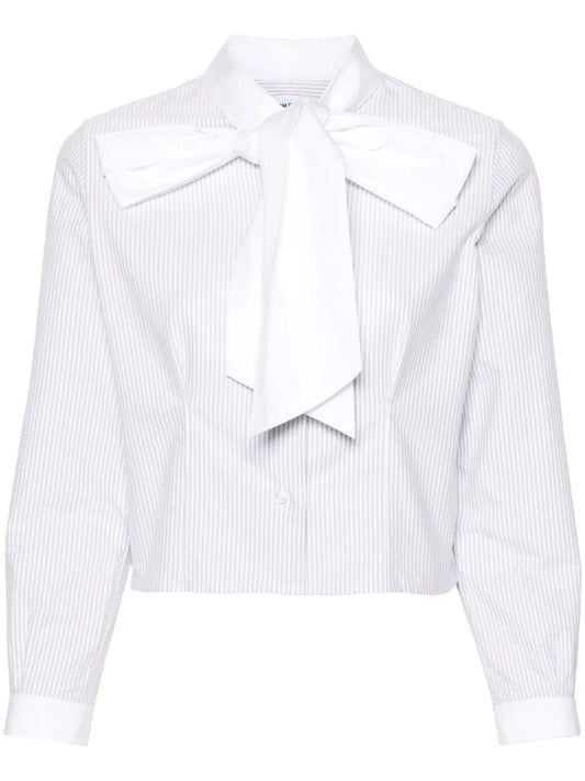 Pussy-Bow Collar Cotton Blouse