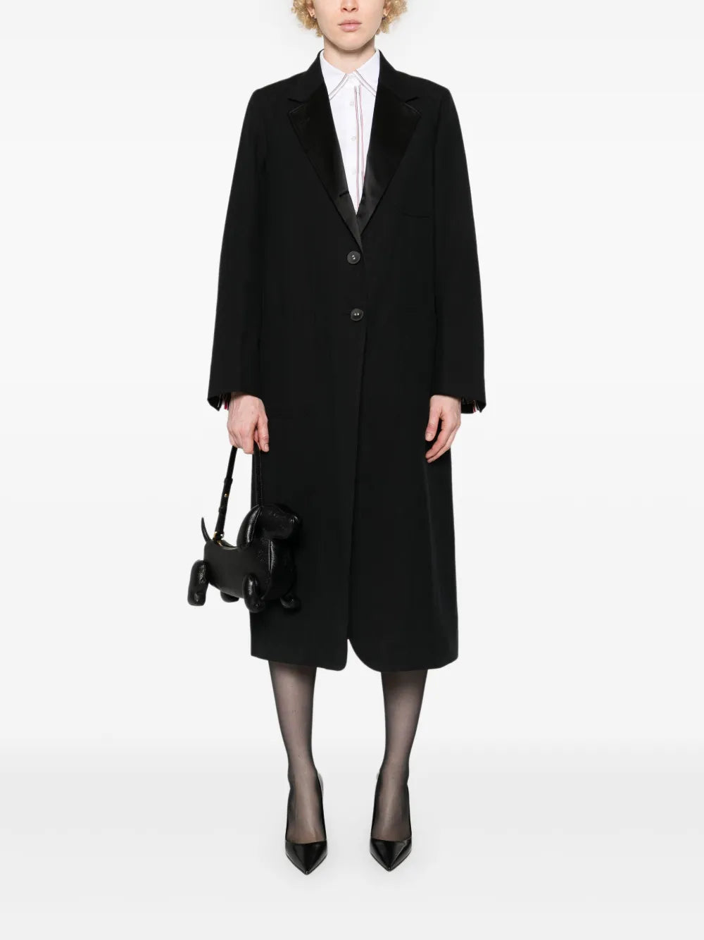 Slub-Texture Single-Breasted Coat