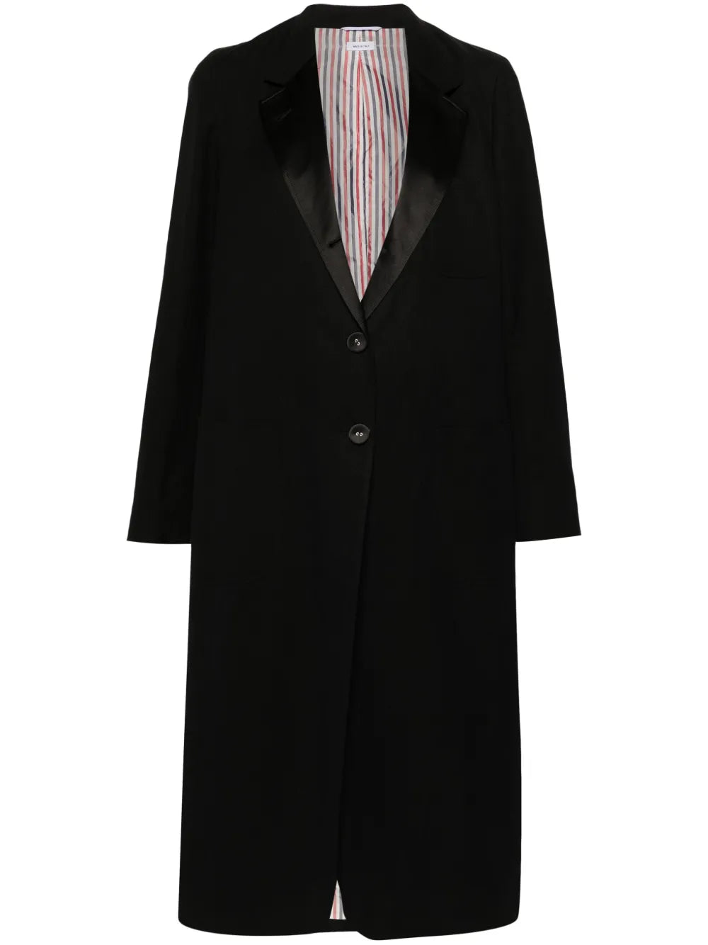 Slub-Texture Single-Breasted Coat
