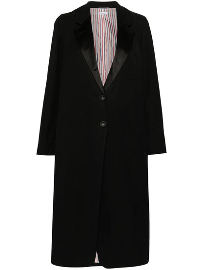 Slub-Texture Single-Breasted Coat