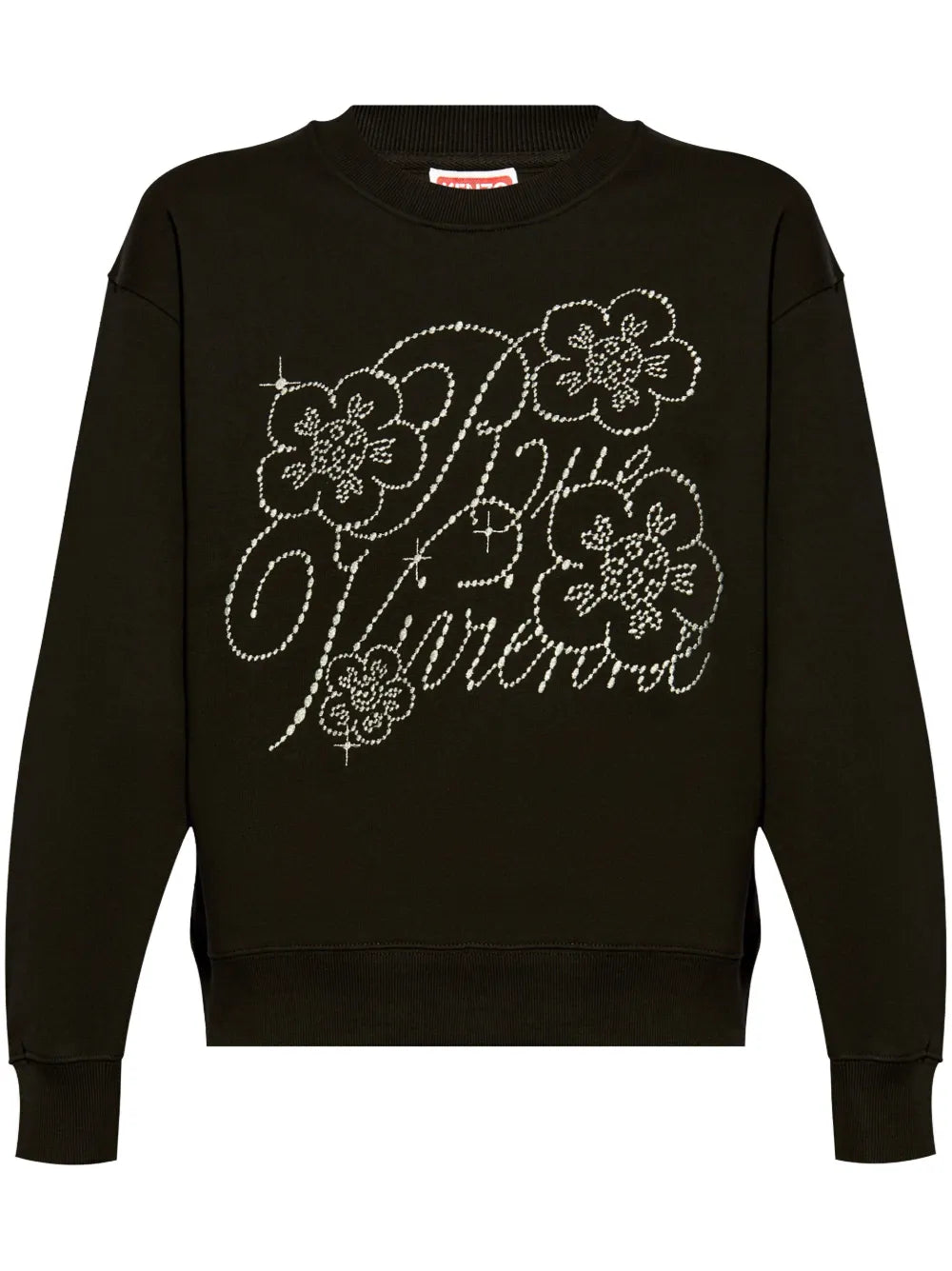 Rhinestone-Logo Crew-Neck Sweatshirt