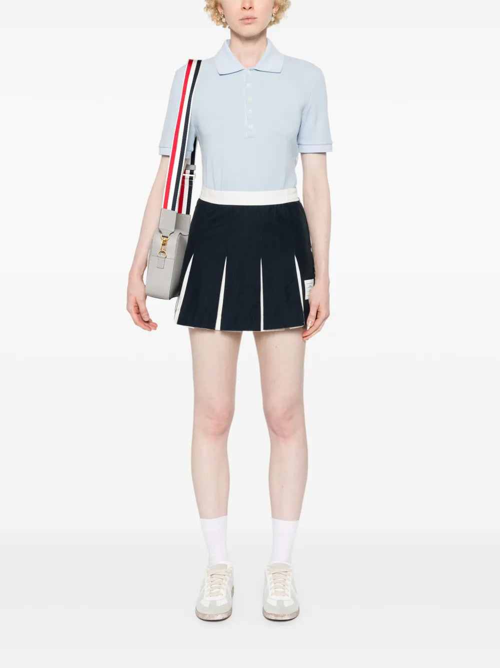 Striped Logo-Patch Polo Shirt