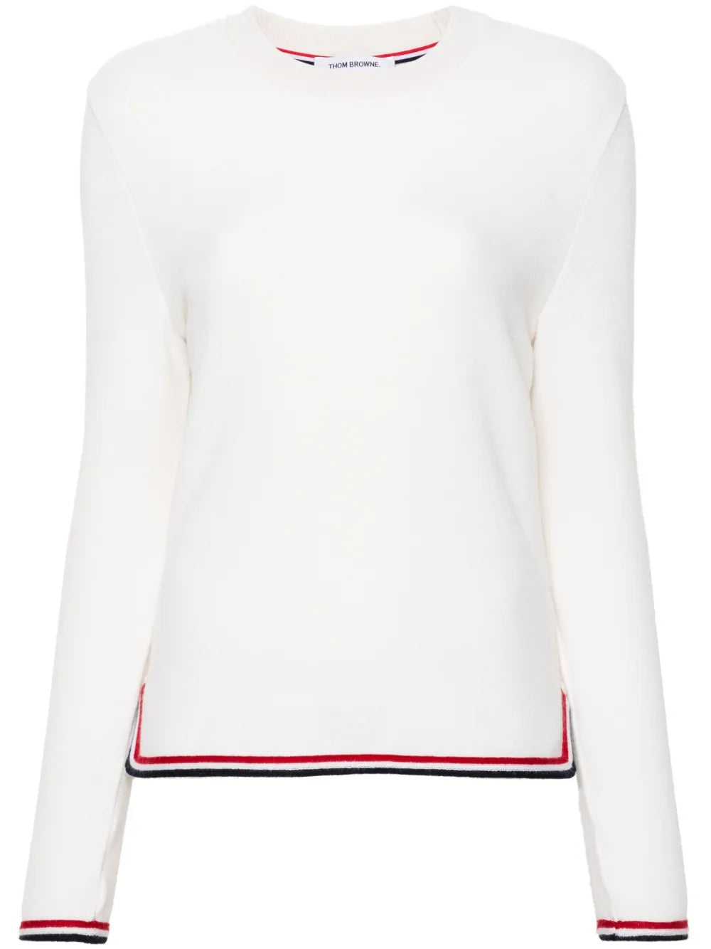 Striped-Border Cashmere Jumper
