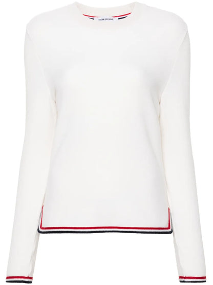 Striped-Border Cashmere Jumper