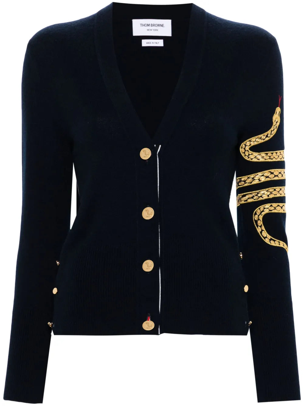 Snake-Embroidered Cashmere Cardigan