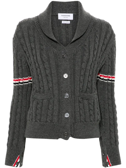 Rwb-Stripe Cable-Knit Cardigan