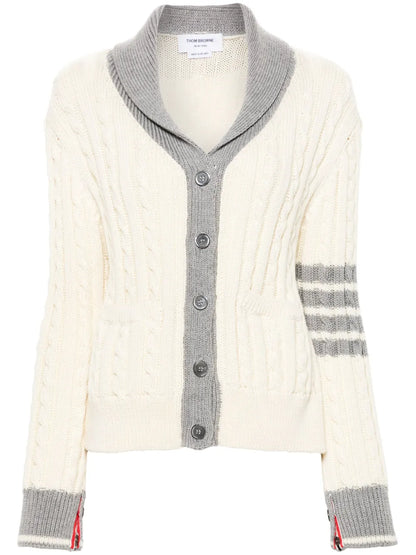 4-Bar Cable-Knit Cardigan
