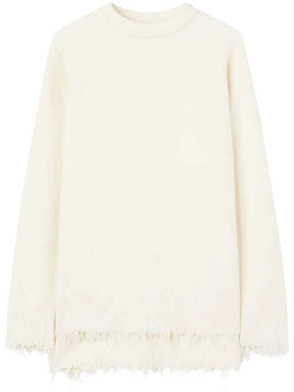 Frayed-Edge Fine-Knit Jumper